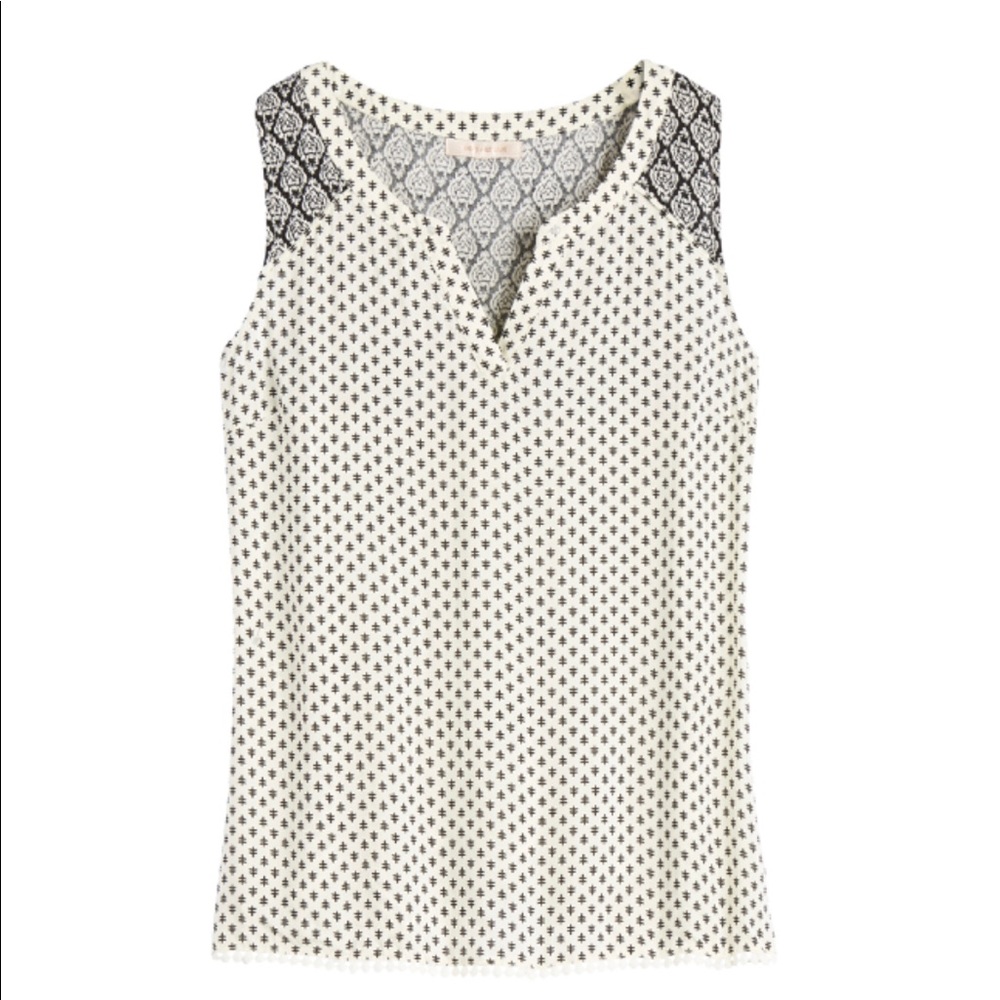 Skies Are Blue Sleeveless Split Neck Blouse